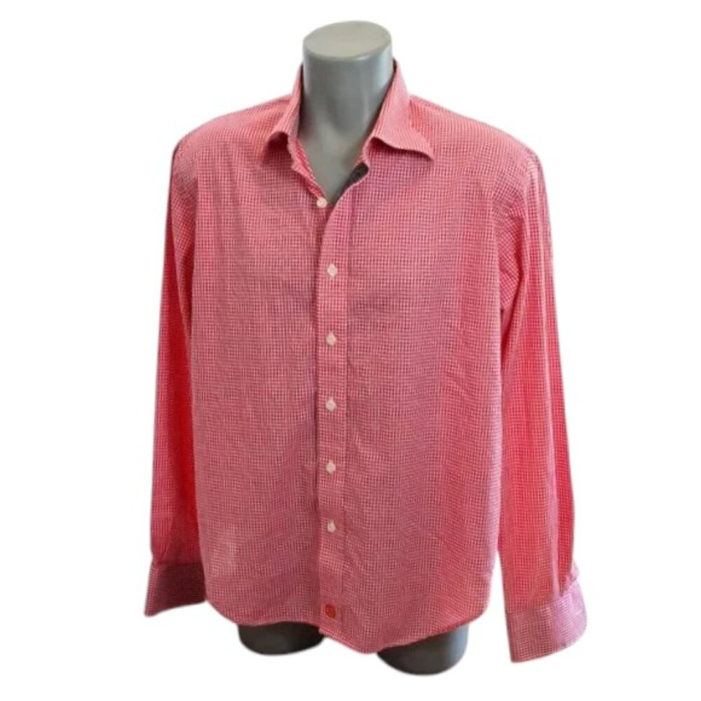 TreVero Italy Men's Button Front Vichy Check Shirt Sz XL Red White